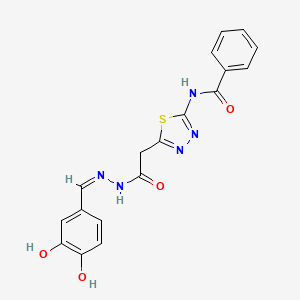 molecular formula C18H15N5O4S B6035644 N-(5-{2-[2-(3,4-dihydroxybenzylidene)hydrazino]-2-oxoethyl}-1,3,4-thiadiazol-2-yl)benzamide 