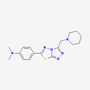 molecular formula C17H22N6S B603606 N,N-dimethyl-4-[3-(piperidin-1-ylmethyl)[1,2,4]triazolo[3,4-b][1,3,4]thiadiazol-6-yl]aniline CAS No. 1207605-68-2