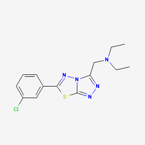 molecular formula C14H16ClN5S B603636 N-{[6-(3-chlorophenyl)[1,2,4]triazolo[3,4-b][1,3,4]thiadiazol-3-yl]methyl}-N-ethylethanamine CAS No. 1269042-28-5