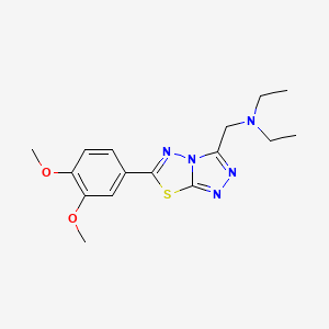 molecular formula C16H21N5O2S B603640 N-{[6-(3,4-dimethoxyphenyl)[1,2,4]triazolo[3,4-b][1,3,4]thiadiazol-3-yl]methyl}-N-ethylethanamine CAS No. 1269021-87-5