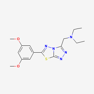 molecular formula C16H21N5O2S B603643 N-{[6-(3,5-dimethoxyphenyl)[1,2,4]triazolo[3,4-b][1,3,4]thiadiazol-3-yl]methyl}-N-ethylethanamine CAS No. 1282113-61-4