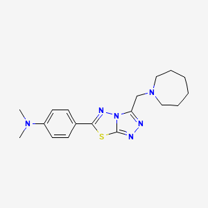 molecular formula C18H24N6S B603661 N-{4-[3-(1-azepanylmethyl)[1,2,4]triazolo[3,4-b][1,3,4]thiadiazol-6-yl]phenyl}-N,N-dimethylamine CAS No. 1260930-20-8