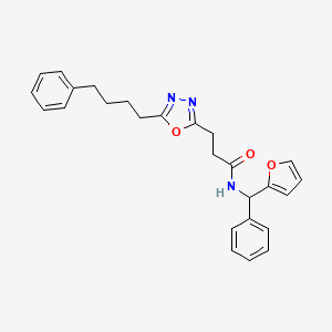 molecular formula C26H27N3O3 B6036915 N-[furan-2-yl(phenyl)methyl]-3-[5-(4-phenylbutyl)-1,3,4-oxadiazol-2-yl]propanamide 