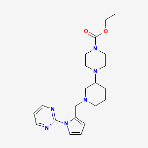 molecular formula C21H30N6O2 B6036985 ethyl 4-(1-{[1-(2-pyrimidinyl)-1H-pyrrol-2-yl]methyl}-3-piperidinyl)-1-piperazinecarboxylate 