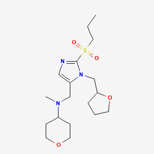 molecular formula C18H31N3O4S B6037089 N-methyl-N-[[3-(oxolan-2-ylmethyl)-2-propylsulfonylimidazol-4-yl]methyl]oxan-4-amine 