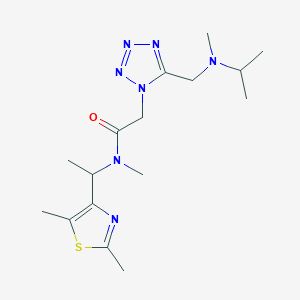 molecular formula C16H27N7OS B6037116 N-[1-(2,5-dimethyl-1,3-thiazol-4-yl)ethyl]-N-methyl-2-[5-[[methyl(propan-2-yl)amino]methyl]tetrazol-1-yl]acetamide 