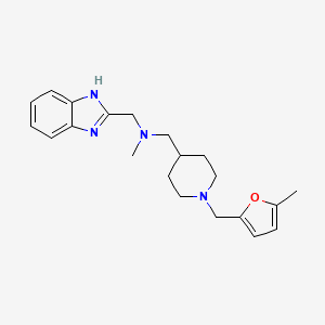 molecular formula C21H28N4O B6037248 N-(1H-benzimidazol-2-ylmethyl)-N-methyl-1-[1-[(5-methylfuran-2-yl)methyl]piperidin-4-yl]methanamine 