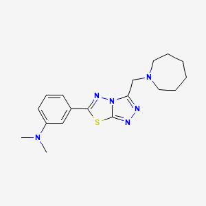molecular formula C18H24N6S B603769 N-{3-[3-(1-azepanylmethyl)[1,2,4]triazolo[3,4-b][1,3,4]thiadiazol-6-yl]phenyl}-N,N-dimethylamine CAS No. 1246075-91-1