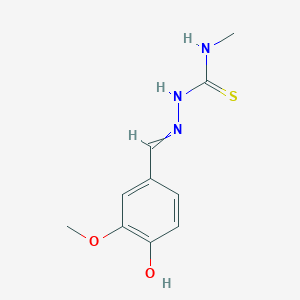 molecular formula C10H13N3O2S B603829 N'-{[(4-hydroxy-3-methoxyphenyl)methylidene]amino}-N-methylcarbamimidothioic acid CAS No. 4275-89-2