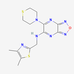 molecular formula C14H17N7OS2 B6038298 N-[(4,5-dimethyl-1,3-thiazol-2-yl)methyl]-5-thiomorpholin-4-yl-[1,2,5]oxadiazolo[3,4-b]pyrazin-6-amine 