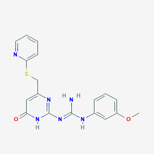 molecular formula C18H18N6O2S B6038313 N-(3-METHOXYPHENYL)-N'-{6-OXO-4-[(PYRIDIN-2-YLSULFANYL)METHYL]-1,6-DIHYDROPYRIMIDIN-2-YL}GUANIDINE 
