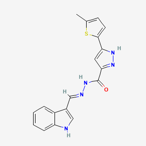 molecular formula C18H15N5OS B603834 N'-(1H-indol-3-ylmethylene)-3-(5-methyl-2-thienyl)-1H-pyrazole-5-carbohydrazide CAS No. 1285542-13-3