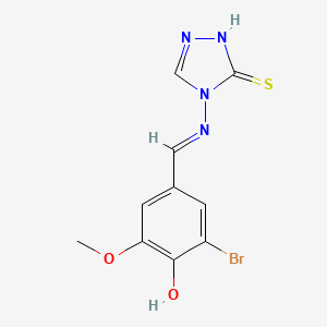 B603840 2-bromo-6-methoxy-4-{[(3-sulfanyl-4H-1,2,4-triazol-4-yl)imino]methyl}phenol CAS No. 466656-34-8