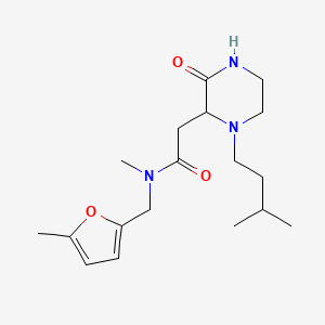 molecular formula C18H29N3O3 B6038518 N-methyl-2-[1-(3-methylbutyl)-3-oxopiperazin-2-yl]-N-[(5-methylfuran-2-yl)methyl]acetamide 