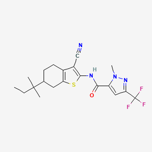 molecular formula C20H23F3N4OS B6038735 N-[3-cyano-6-(2-methylbutan-2-yl)-4,5,6,7-tetrahydro-1-benzothiophen-2-yl]-1-methyl-3-(trifluoromethyl)-1H-pyrazole-5-carboxamide 