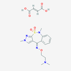 molecular formula C16H21N5O3S.C4H4O4 B060392 (E)-But-2-enedioic acid;2-[(E)-(2,5-dimethyl-4,4-dioxopyrazolo[3,4-c][2,1]benzothiazepin-10-ylidene)amino]oxy-N,N-dimethylethanamine CAS No. 181145-46-0