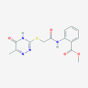 molecular formula C14H14N4O4S B6039225 METHYL 2-{2-[(6-METHYL-5-OXO-4,5-DIHYDRO-1,2,4-TRIAZIN-3-YL)SULFANYL]ACETAMIDO}BENZOATE 