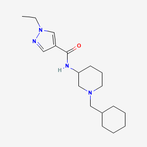 molecular formula C18H30N4O B6039256 N-[1-(cyclohexylmethyl)piperidin-3-yl]-1-ethylpyrazole-4-carboxamide 
