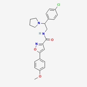 molecular formula C23H24ClN3O3 B6039324 N-[2-(4-chlorophenyl)-2-(pyrrolidin-1-yl)ethyl]-5-(4-methoxyphenyl)-1,2-oxazole-3-carboxamide 