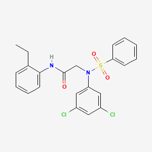 molecular formula C22H20Cl2N2O3S B6039396 N~2~-(Benzenesulfonyl)-N~2~-(3,5-dichlorophenyl)-N-(2-ethylphenyl)glycinamide CAS No. 6188-57-4