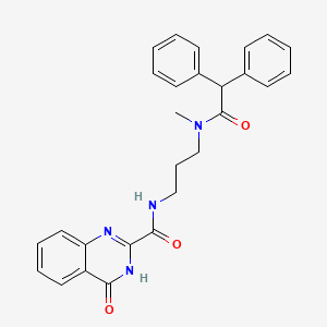 molecular formula C27H26N4O3 B603945 N-{3-[(diphenylacetyl)(methyl)amino]propyl}-4-oxo-3,4-dihydro-2-quinazolinecarboxamide CAS No. 1120290-14-3