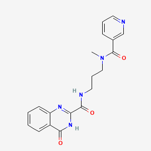 molecular formula C19H19N5O3 B603946 N-{3-[methyl(3-pyridinylcarbonyl)amino]propyl}-4-oxo-3,4-dihydro-2-quinazolinecarboxamide CAS No. 1119504-02-7