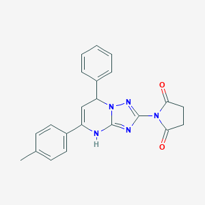 molecular formula C22H19N5O2 B060395 1-[5-(4-Methylphenyl)-7-phenyl-4,7-dihydro[1,2,4]triazolo[1,5-a]pyrimidin-2-yl]pyrrolidine-2,5-dione CAS No. 171668-03-4