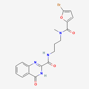 molecular formula C18H17BrN4O4 B603951 N-{3-[(5-bromo-2-furoyl)(methyl)amino]propyl}-4-oxo-3,4-dihydro-2-quinazolinecarboxamide CAS No. 1120290-05-2