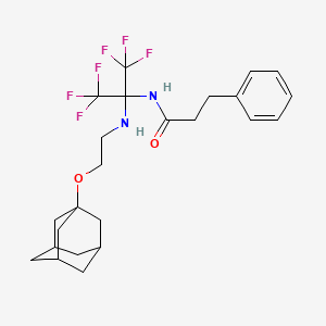 molecular formula C24H30F6N2O2 B6039528 N-(2-{[2-(ADAMANTAN-1-YLOXY)ETHYL]AMINO}-1,1,1,3,3,3-HEXAFLUOROPROPAN-2-YL)-3-PHENYLPROPANAMIDE 