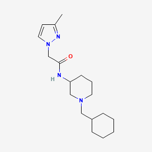 molecular formula C18H30N4O B6039698 N-[1-(cyclohexylmethyl)-3-piperidinyl]-2-(3-methyl-1H-pyrazol-1-yl)acetamide 