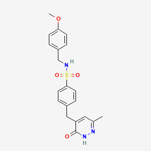 molecular formula C20H21N3O4S B6039699 N-(4-methoxybenzyl)-4-[(6-methyl-3-oxo-2,3-dihydropyridazin-4-yl)methyl]benzenesulfonamide 