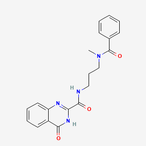 molecular formula C20H20N4O3 B603970 N-{3-[benzoyl(methyl)amino]propyl}-4-oxo-3,4-dihydro-2-quinazolinecarboxamide CAS No. 1120289-67-9