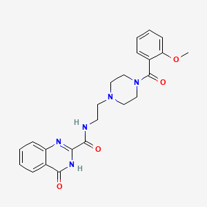 molecular formula C23H25N5O4 B603974 N-{2-[4-(2-methoxybenzoyl)-1-piperazinyl]ethyl}-4-oxo-3,4-dihydro-2-quinazolinecarboxamide CAS No. 1232779-06-4