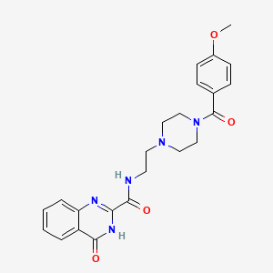 molecular formula C23H25N5O4 B603976 N-{2-[4-(4-methoxybenzoyl)-1-piperazinyl]ethyl}-4-oxo-3,4-dihydro-2-quinazolinecarboxamide CAS No. 1224167-64-9