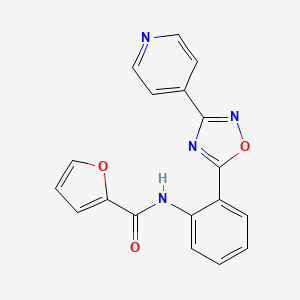 molecular formula C18H12N4O3 B603984 N-{2-[3-(4-pyridinyl)-1,2,4-oxadiazol-5-yl]phenyl}-2-furamide CAS No. 1119498-21-3