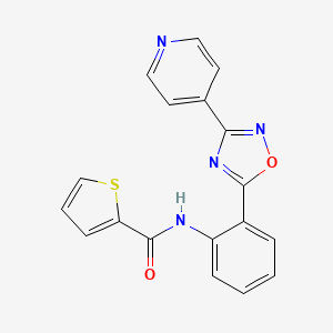 molecular formula C18H12N4O2S B603985 N-{2-[3-(4-pyridinyl)-1,2,4-oxadiazol-5-yl]phenyl}-2-thiophenecarboxamide CAS No. 1119398-99-0