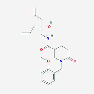 molecular formula C22H30N2O4 B6039856 N-(2-hydroxy-2-prop-2-enylpent-4-enyl)-1-[(2-methoxyphenyl)methyl]-6-oxopiperidine-3-carboxamide 