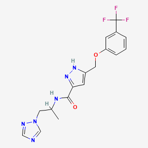 molecular formula C17H17F3N6O2 B6040073 N-[1-(1,2,4-triazol-1-yl)propan-2-yl]-5-[[3-(trifluoromethyl)phenoxy]methyl]-1H-pyrazole-3-carboxamide 