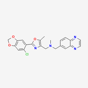 molecular formula C22H19ClN4O3 B6040111 N-[[2-(6-chloro-1,3-benzodioxol-5-yl)-5-methyl-1,3-oxazol-4-yl]methyl]-N-methyl-1-quinoxalin-6-ylmethanamine 
