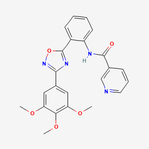 molecular formula C23H20N4O5 B604052 N-{2-[3-(3,4,5-trimethoxyphenyl)-1,2,4-oxadiazol-5-yl]phenyl}pyridine-3-carboxamide CAS No. 1119401-92-1