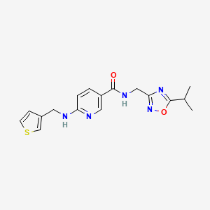 molecular formula C17H19N5O2S B6040623 N-[(5-propan-2-yl-1,2,4-oxadiazol-3-yl)methyl]-6-(thiophen-3-ylmethylamino)pyridine-3-carboxamide 