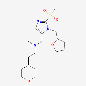 molecular formula C18H31N3O4S B6040647 N-methyl-N-[[2-methylsulfonyl-3-(oxolan-2-ylmethyl)imidazol-4-yl]methyl]-2-(oxan-4-yl)ethanamine 