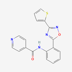 molecular formula C18H12N4O2S B604065 N-{2-[3-(thiophen-2-yl)-1,2,4-oxadiazol-5-yl]phenyl}pyridine-4-carboxamide CAS No. 1119423-45-8