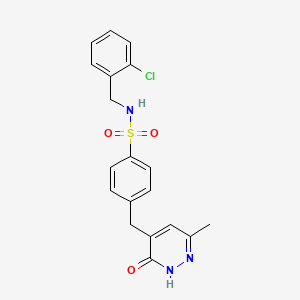 molecular formula C19H18ClN3O3S B6040753 N-(2-chlorobenzyl)-4-[(6-methyl-3-oxo-2,3-dihydropyridazin-4-yl)methyl]benzenesulfonamide 