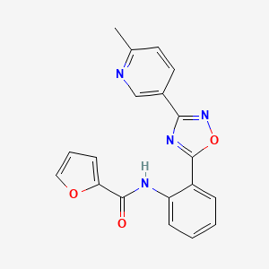 molecular formula C19H14N4O3 B604085 N-{2-[3-(6-methyl-3-pyridinyl)-1,2,4-oxadiazol-5-yl]phenyl}-2-furamide CAS No. 1219572-95-8
