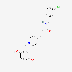 molecular formula C23H29ClN2O3 B6041020 N-[(3-chlorophenyl)methyl]-3-[1-[(2-hydroxy-5-methoxyphenyl)methyl]piperidin-4-yl]propanamide 