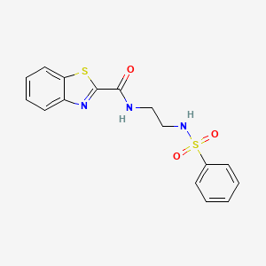 molecular formula C16H15N3O3S2 B604119 N-{2-[(phenylsulfonyl)amino]ethyl}-1,3-benzothiazole-2-carboxamide CAS No. 1219586-46-5