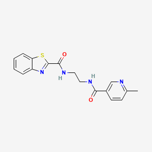 molecular formula C17H16N4O2S B604131 N-(2-{[(6-methyl-3-pyridinyl)carbonyl]amino}ethyl)-1,3-benzothiazole-2-carboxamide CAS No. 1120264-93-8