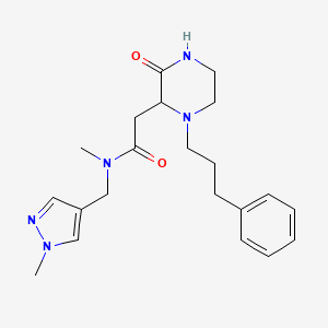 molecular formula C21H29N5O2 B6041339 N-methyl-N-[(1-methylpyrazol-4-yl)methyl]-2-[3-oxo-1-(3-phenylpropyl)piperazin-2-yl]acetamide 