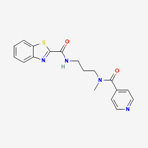 molecular formula C18H18N4O2S B604136 N-{3-[isonicotinoyl(methyl)amino]propyl}-1,3-benzothiazole-2-carboxamide CAS No. 1224170-12-0